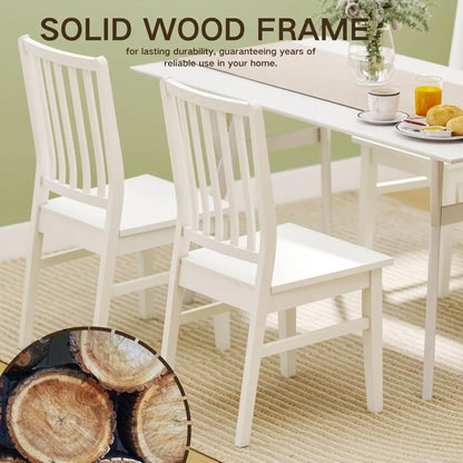 Set of 8 Farmhouse Spindle Back Chairs – White Wood Windsor Dining Side Chairs