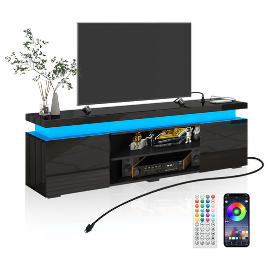 Glossy TV cabinet with power outlet